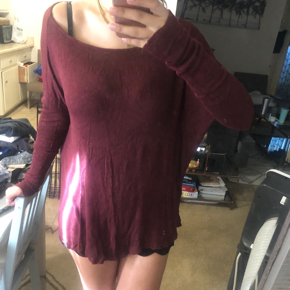 Brandy Melville Burgundy Oversized Top